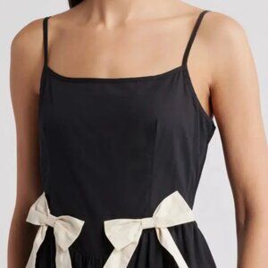 Moon River Black Midi Dress with White Accents